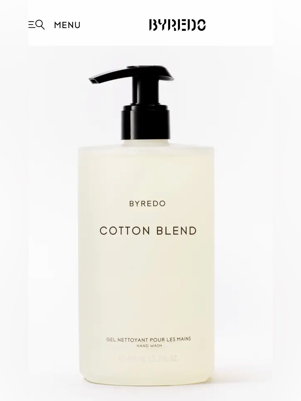 Byredo Cotton Blend Hand Wash — Cream & Black Pump